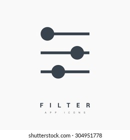 Filter control settings isolated minimal icon in black and white colors. Line vector icon for websites and mobile minimalistic flat design. Modern trend concept design style illustration symbol