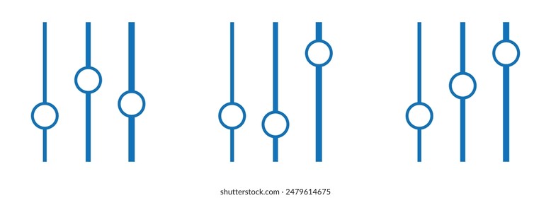 Filter control vector. Equalizer or setting icon collection in glyph style, solid color vector. Eps 10.