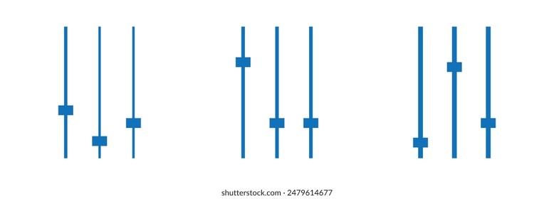 Filter control vector. Equalizer or setting icon collection in glyph style, solid color vector. Eps 10.