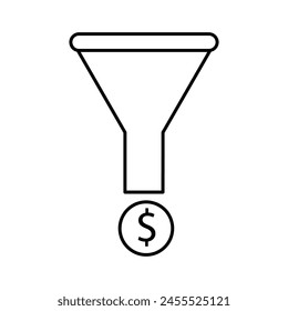 Filtrar, dólar, icono de enriquecimiento. ilustración de revestimiento de Vector sobre fondo blanco..eps