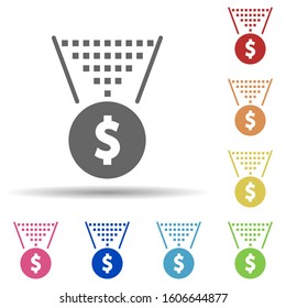 Filter, dollar, enrichment in multi color style icon. Simple glyph, flat vector of business icons for ui and ux, website or mobile application
