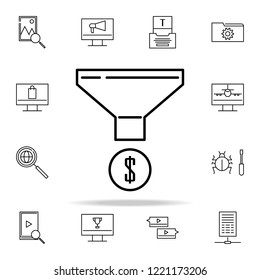 filter dollar icon. seo and online marketing icons universal set for web and mobile