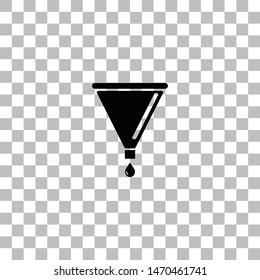 Filter funnel. Black flat icon on a transparent background. Pictogram for your project