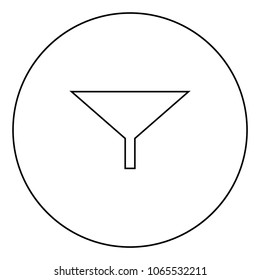 Filter or funnel black icon in circle outline