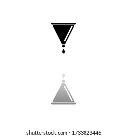 Filter funnel. Black symbol on white background. Simple illustration. Flat Vector Icon. Mirror Reflection Shadow. Can be used in logo, web, mobile and UI UX project