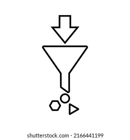 Filter, funnel, data variety outline icon. Line art vector.