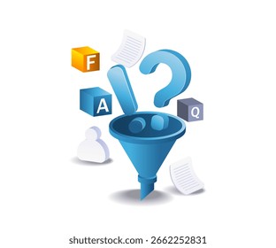 Filtro funil FAQ ilustração conceito design
