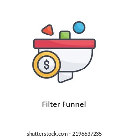 Filter Funnel Filled Outline Vector Icon Design illustration on White background. EPS 10 File