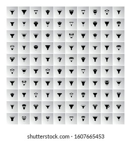 filter, funnel icons in gray square buttons 