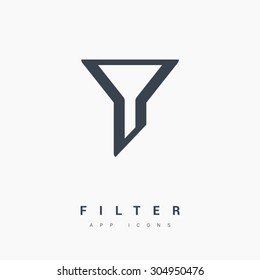 Filter funnel isolated minimal icon in black and white colors. Line vector icon for websites and mobile minimalistic flat design. Modern trend concept design style illustration symbol