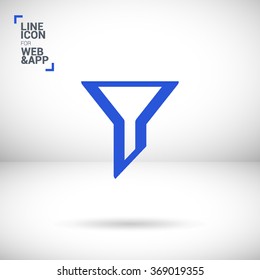 Filter funnel isolated minimal icon. Filtering line vector icon for websites and mobile minimalistic flat design.