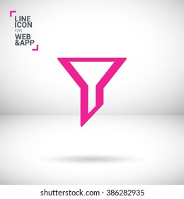 Filter funnel isolated minimal icon. Filtering line vector icon for websites and mobile minimalistic flat design.