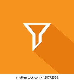 Filter funnel isolated minimal icon. Filtering line vector icon for websites and mobile minimalistic flat design.