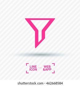 Filter funnel isolated minimal icon. Filtering line vector icon for websites and mobile minimalistic flat design.