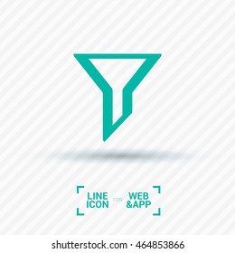 Filter funnel isolated minimal icon. Filtering line vector for websites and mobile minimalistic design.