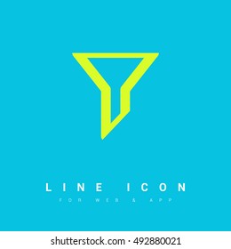 Filter funnel isolated minimal icon. Filtering line vector icon for websites and mobile minimalistic flat design.