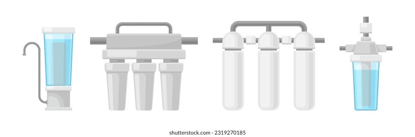 Filter Household Equipment for Drinking Purified Water Vector Set