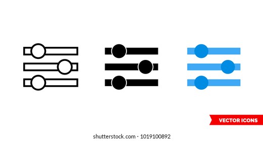 Filter icon of 3 types: color, black and white, outline. Isolated vector sign symbol.