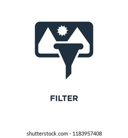 Filter icon. Black filled vector illustration. Filter symbol on white background. Can be used in web and mobile.