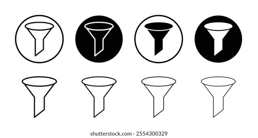 Filter icon Black and white outline vector