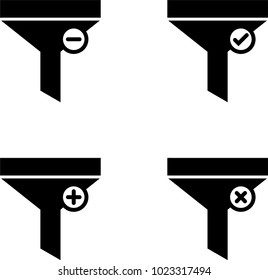 Filter Icon Collection, Add Apply Remove Sort Various Task Filter Icon Vector Art Illustration