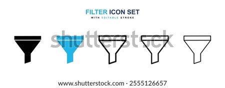 Filter icon collection in black and blue colors