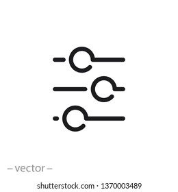 filter icon, control settings line sign on white background - editable stroke vector illustration eps10