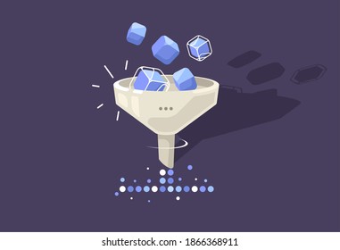Filter icon. Creative illustration of big data learning, machine learning concept.