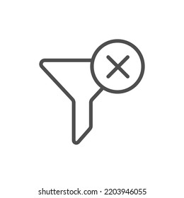 A filter icon with a cross mark, funnel with cross mark icon