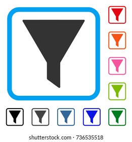 Filter icon. Flat gray iconic symbol inside a light blue rounded square. Black, gray, green, blue, red, orange color additional versions of Filter vector. Designed for web and software UI.