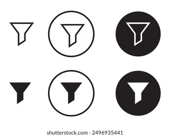 Filter icon, funnel icon, filtering icons, filter glyph icon marketing sales conversion filter vector symbol. isolated on white background.