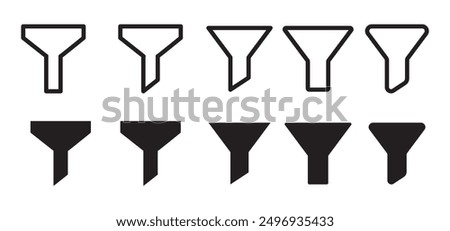 Filter icon, funnel icon, filtering icons, filter glyph icon marketing sales conversion filter vector symbol. isolated on white background.