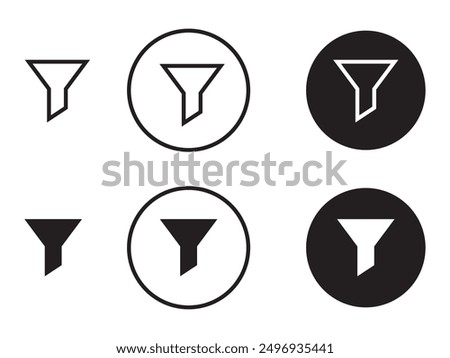 Filter icon, funnel icon, filtering icons, filter glyph icon marketing sales conversion filter vector symbol. isolated on white background.