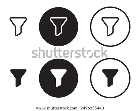 Filter icon, funnel icon, filtering icons, filter glyph icon marketing sales conversion filter vector symbol. isolated on white background.