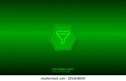 Icono de filtro en hexágono verde con fondo verde.