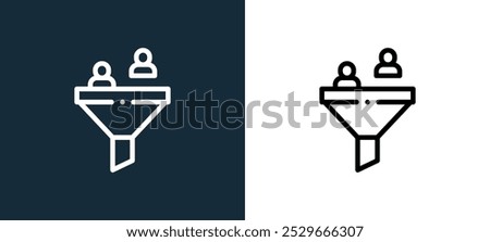 filter icon isolated on white and black colors. filter outline linear vector icon from recruitment collection for mobile apps, web and ui.