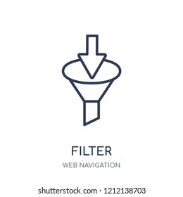 Filter icon. Filter linear symbol design from Web navigation collection. Simple outline element vector illustration on white background.
