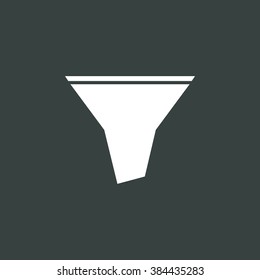 Filter icon, on dark background, white outline, large size symbol