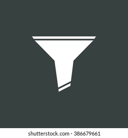 Filter icon, on dark background, white outline, large size symbol