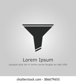Filter icon, on grey background, dark outline, example text