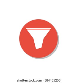Filter icon, on white background, red circle border, white outline