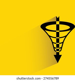 filter icon on yellow background, flat and shadow theme