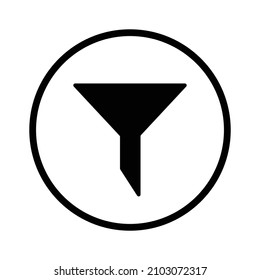Filter icon in a round circle. Vector.
