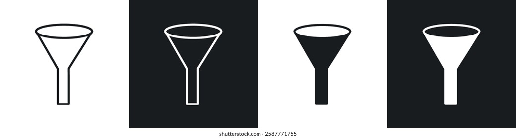 Filter icon set black and white colors. Graphic Vector icons pack