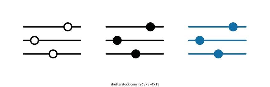 filter icon set, stroke, black and color, flat style vector isolated on white background