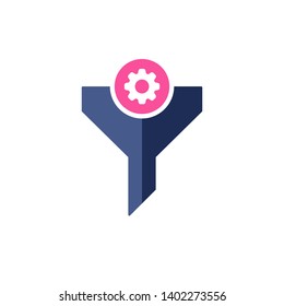 Filter icon with settings sign. Funnel icon and customize, setup, manage, process symbol 