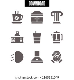 filter icon. This set with gas mask, light, extractor hood and coffee cup vector icons for mobile and web
