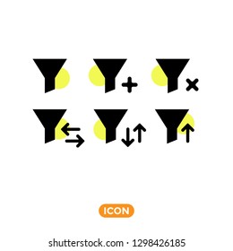 Filter icon in trendy flat style isolated on background. Filter iconn page symbol for your web site design Filter icon logo, app, UI. Filter icon Vector 
