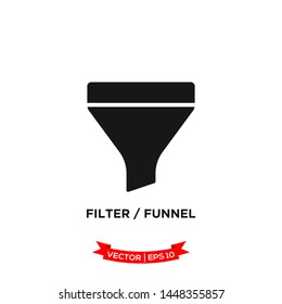 filter icon in trendy flat style, funnel vector icon 