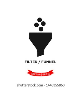 filter icon in trendy flat style, funnel vector icon 